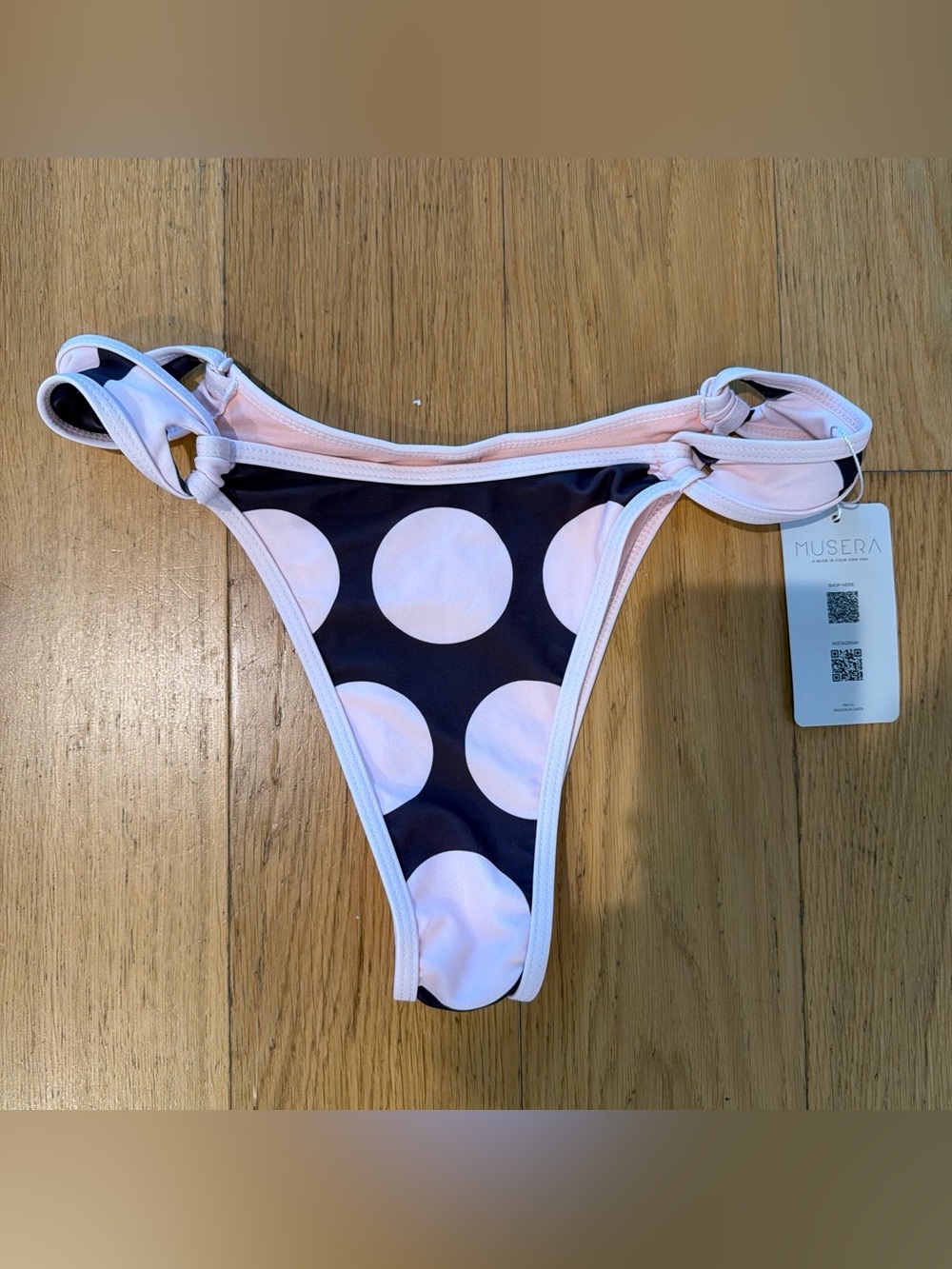 SHEIN Brown & Light Pink Polka Dot Bikini Bottom